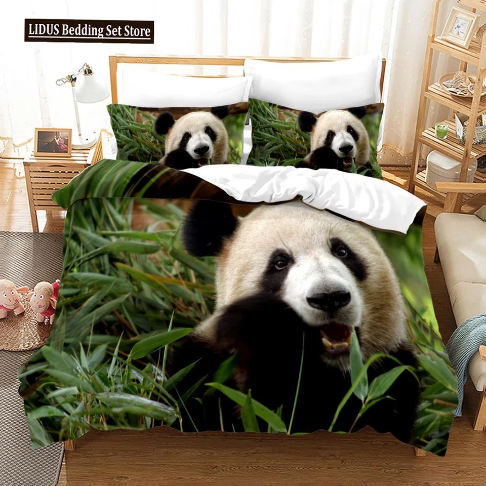 3D Panda Duvet Cover Set King Veľkosť roztomilý panda bambus podstielka sada čierneho bieleho medveďa polyesterového krytu pre chlapca dieťa pre spálňu
