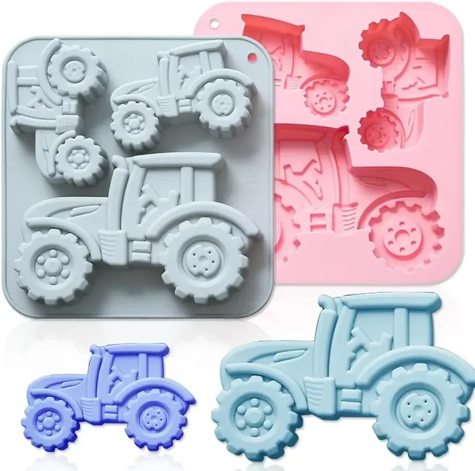 3D poľnohospodársky traktor Silikónové plesne Nástroj DIY Fondant Cake Fold Ice Cube Čokoládová forma ručne vyrobená koláčová dekorácia Doplnky