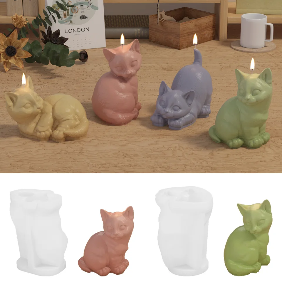 3D psie mačka Silikónová sviečka forma DIY