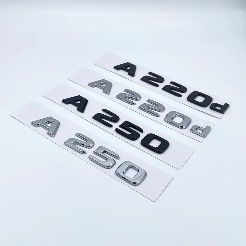 3D písmená A180 A200 A220 A250 A260 A180D A220D 4matický ABS EMBLEM pre Mercedes Benz A W176 W177 CAR TRUNK LOGO STRACKER