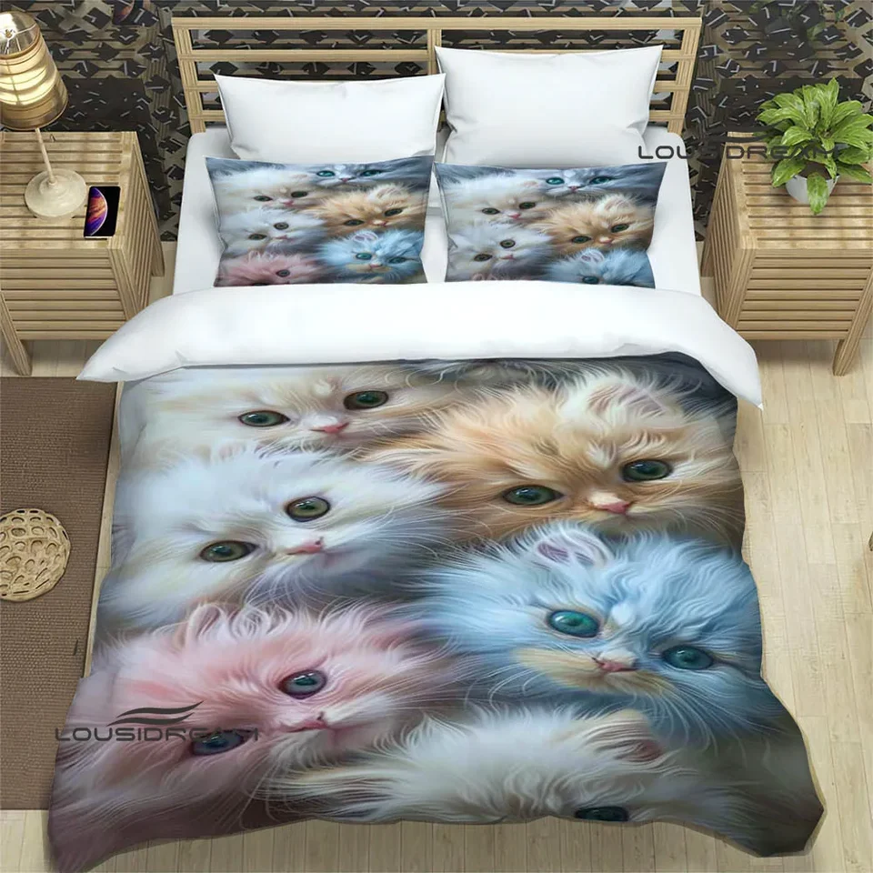 3d roztomilé mačky tlačené posteľné súpravy Vynikajúce postele Set Duvet Cover Bed Bed Set Bedding Set Luxury Birthday Darček