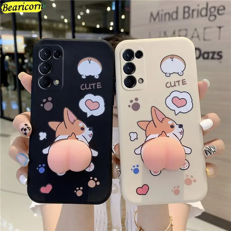 3D roztomilý zadok zadok zadok pop fidget hračky pre puzdro Xiaomi Mi 14 Pro 13 Ultra 13T 12 Lite 12T 12S 12x 11i 11x 11x push corgi Butt