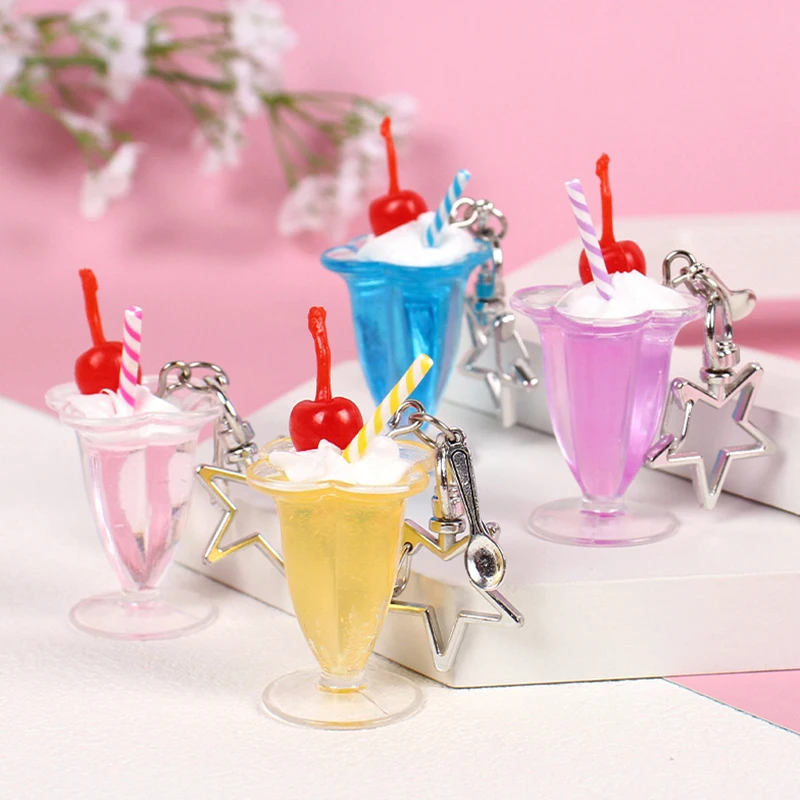 3D simulácia zmrzliny Klávesnica s kľúče od Star Pendant Creative Food Keyring for Bag Kawaii Charms Mobile Phone
