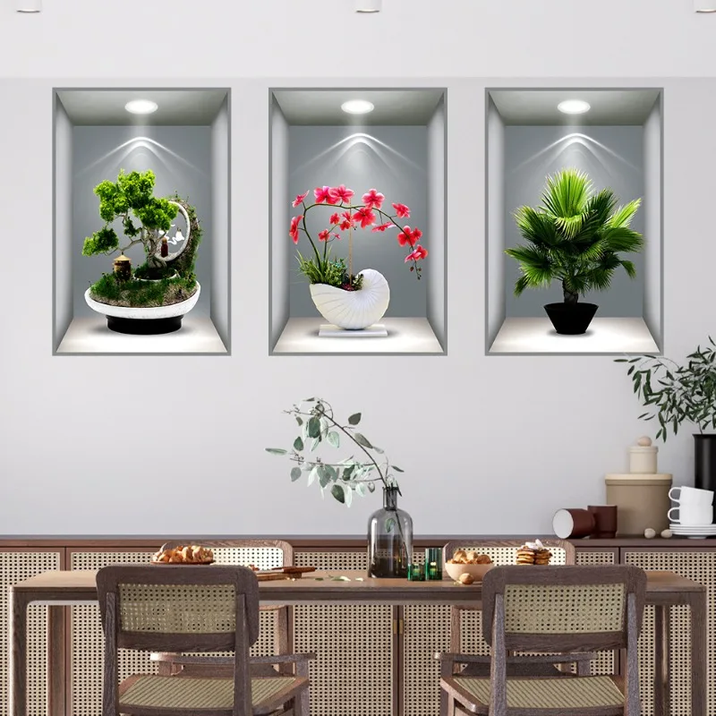 3D simulácia účinkov rastlín a kvetov Self-pittted Pattted Coridor Corridor a schodiská dekorácie maľby