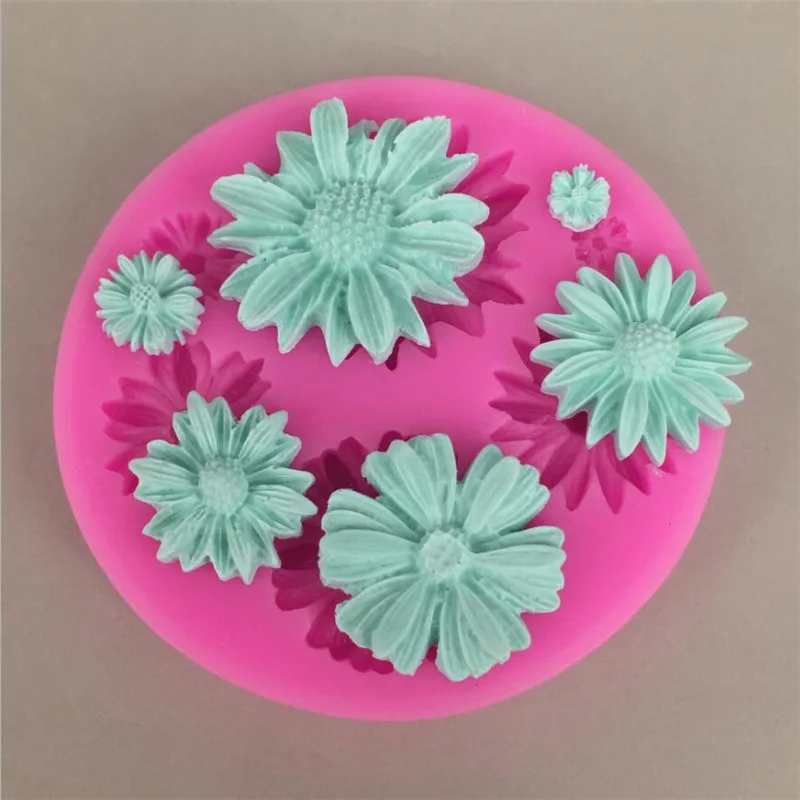 3D slnečnicové ružové kvety silikónové plesne torta Ohrania dekorácie cukrovinky koláčiky pleseň Polymér Clay remese