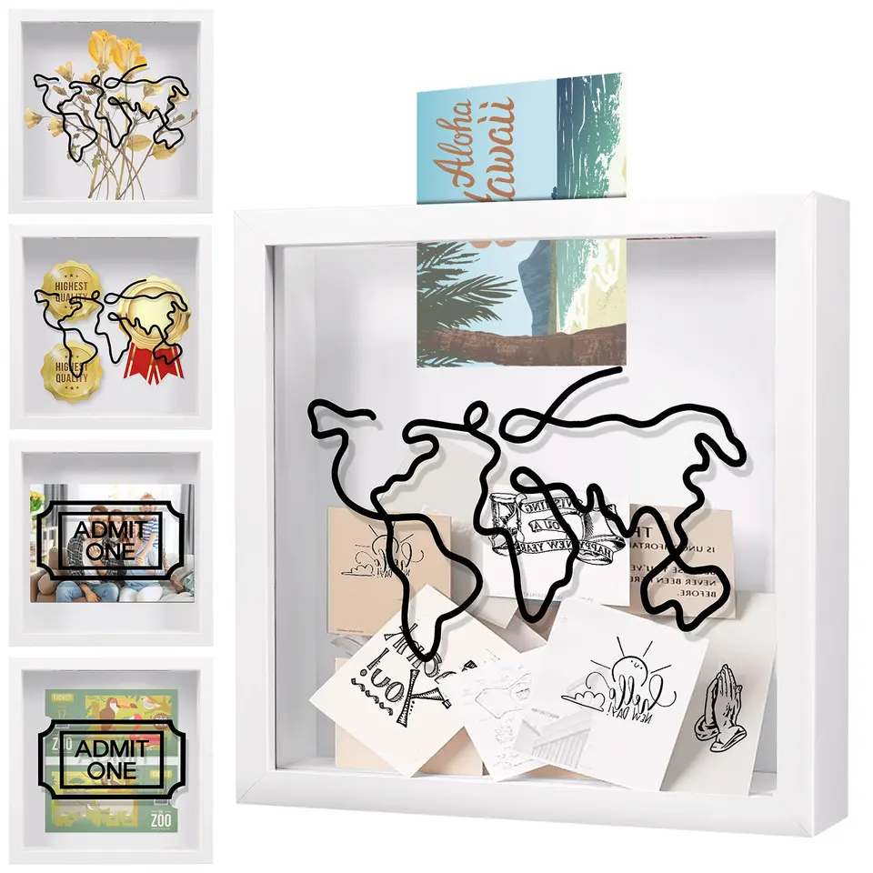 3D snímka Fotografie DIY Vstupenky na pečiatku Souvenír Box pre domácu spálňu stenu dekor úložný priestor Displej Displej Ráme sušený kvet