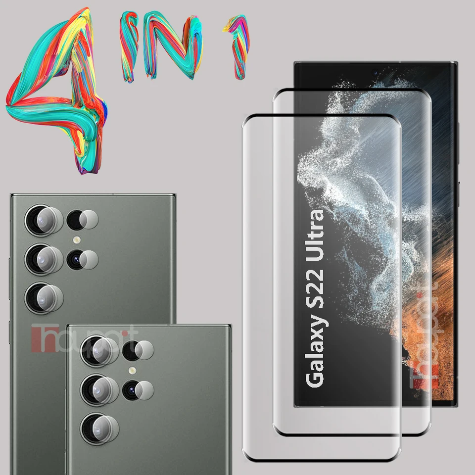 3D temperované sklo pre Samsung Galaxy S22 Ultra Screen Protector Chrániče fotoaparátu Film Samsung S22 Ultra Glass Protective