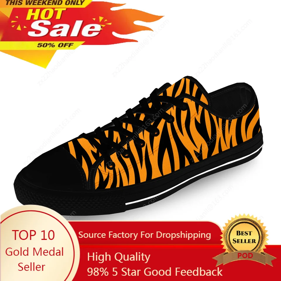 3D Tiger Stripe Low Top Sneaker Men Ženy Teenager plátno Vysoko kvalitné tenisky Casy Coust Shoes Prispôsobte si topánky pre domácich majstrov