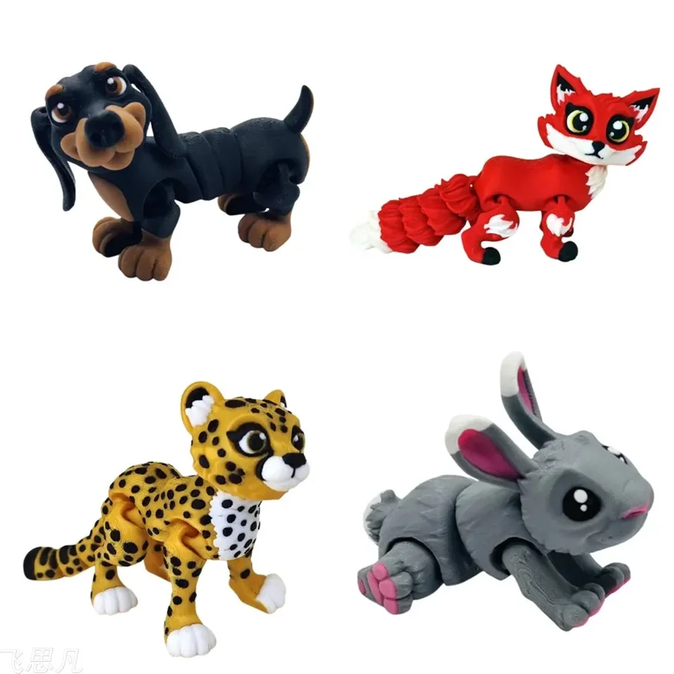 3D tlač Animal Dog Fox figure Multi-Joint Moveble for Kawaii Room Decor Detský darček Darné doplnky