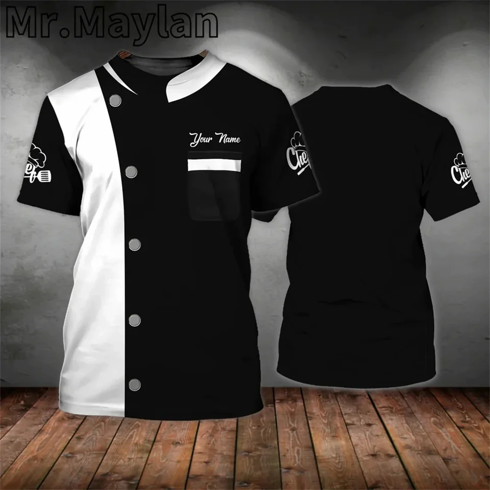 3D tlač Personalizovaný šéfkuchár Cook Čierne biele tričko Master šéfkuchár Tirk Men/ženy na varenie milenca darček pre šéfkuchár unisex tričko -023