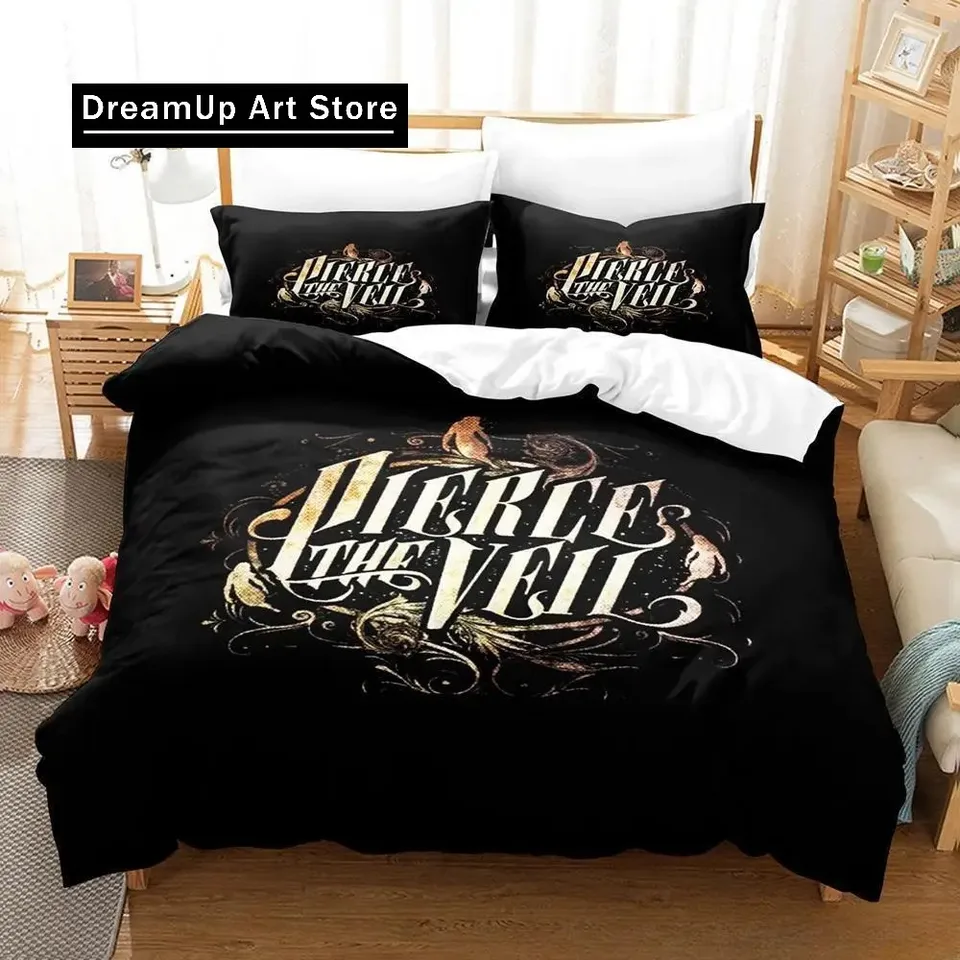3D tlač Pierce The Veil logo posteľná posteľná sada chlapcov Dievčatá Twin Queen King Veľkosť Ocry Cover Pillowcase Bed Boys Dospelá spálňa
