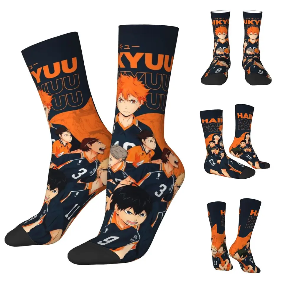 3D tlač Útulné unisexové ponožky, turistika Haikyuu volejbal Kuroo Tetsurou Kozume Kenma Anime zaujímavé ponožky štyroch sezón