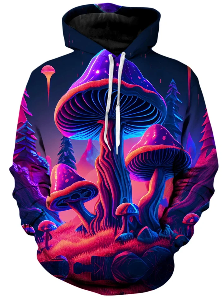 3D tlačená farebná hubová mikina pre mužov psychedelický vzor mikiny voľného času na ulicu s dlhým rukávom