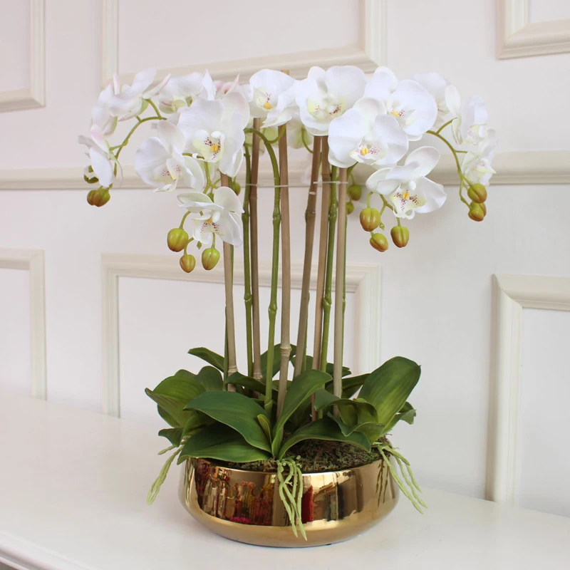 3D tlačená umelá orchidea, aranžovanie kvetov, pocit ruky, motýľ, bez vázy