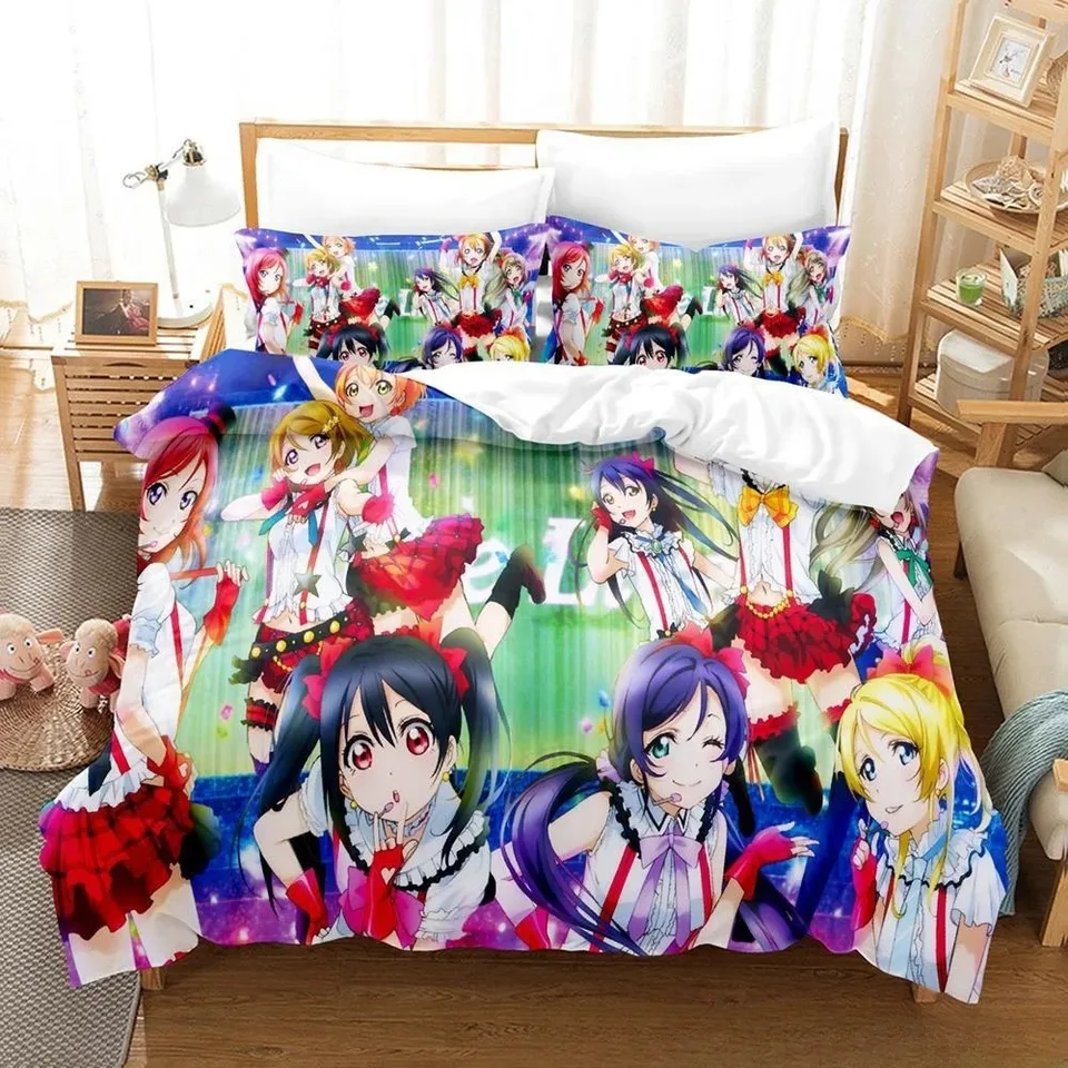 3D tlačené anime kawaii girs love naživo! Posteľná súprava single dvojčatá plná kráľovná kráľ posteľ set set set pre dospelých spálne pre dĺžky