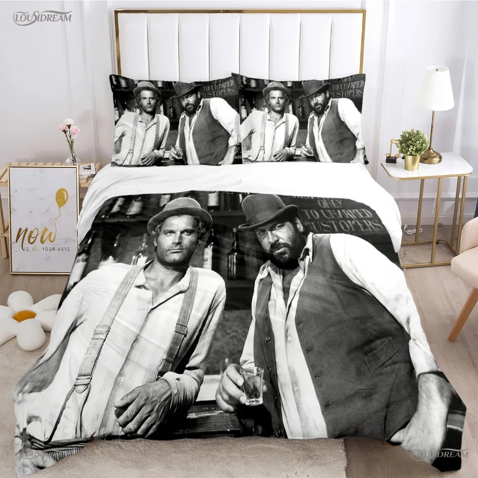 3D tlačený film Bud Spencer Terence Hill Bedding Set Teens Duvet pokrýva vankúše pre dospievajúcich single/dvojitá/kráľovná/kráľ