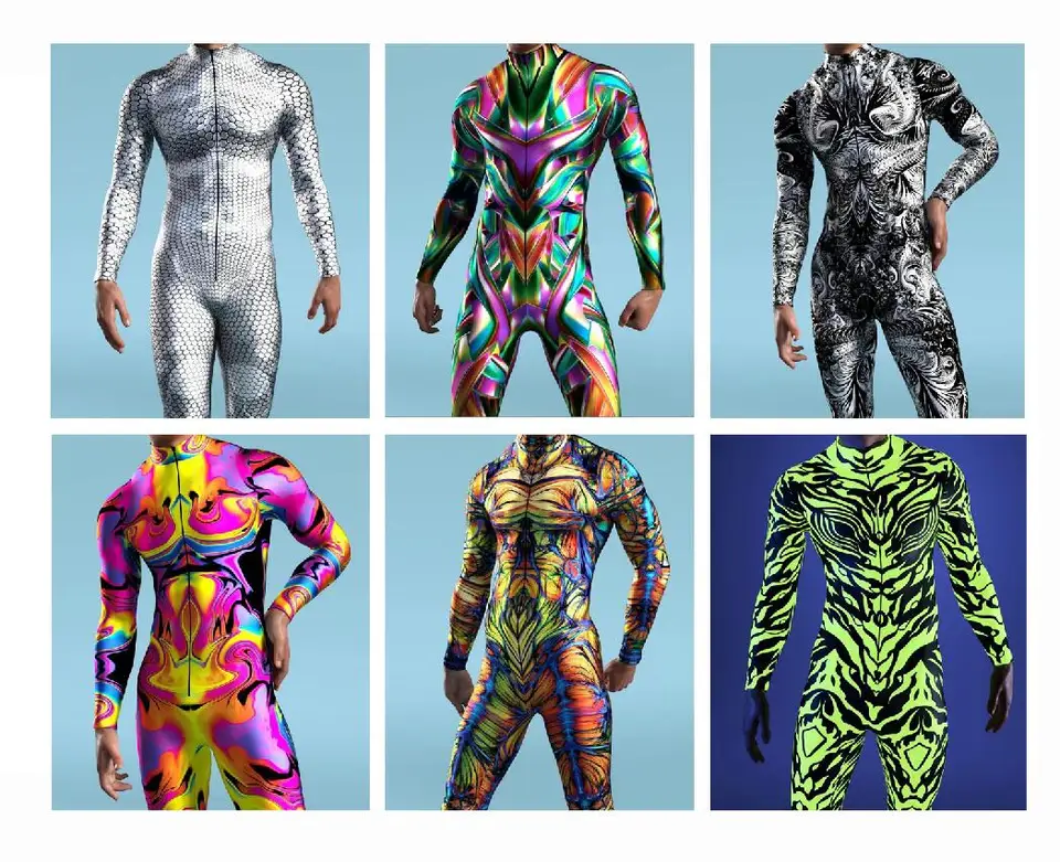 3D tlačiarenská sviatočná večierok Detské deti Cyberpunk Rainbow Striecksuit Wear Onesie Halloween Cosplay kostýmov Elastic Bodysuits Roaders