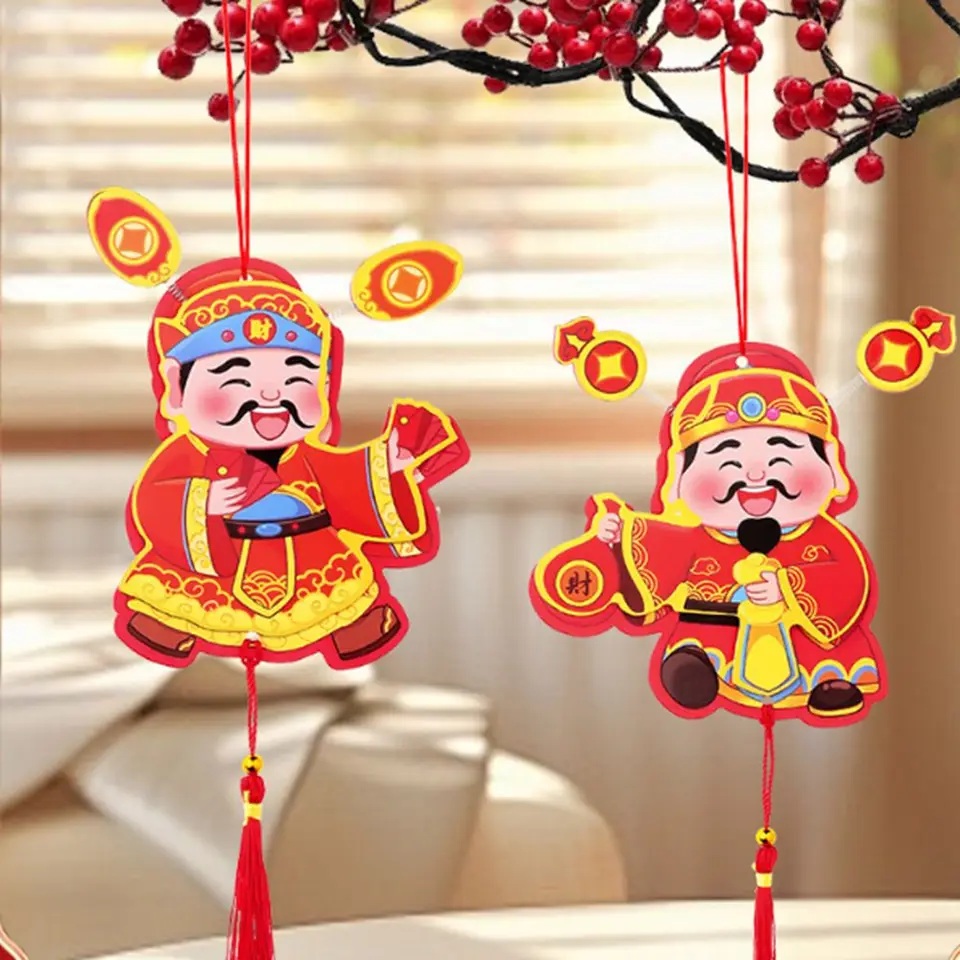 3D trasenie hlavy Boh prívesok roztomilý karikatúra Boh bohatstva chladničky Color Printing Spring Festival Magnet Sticker