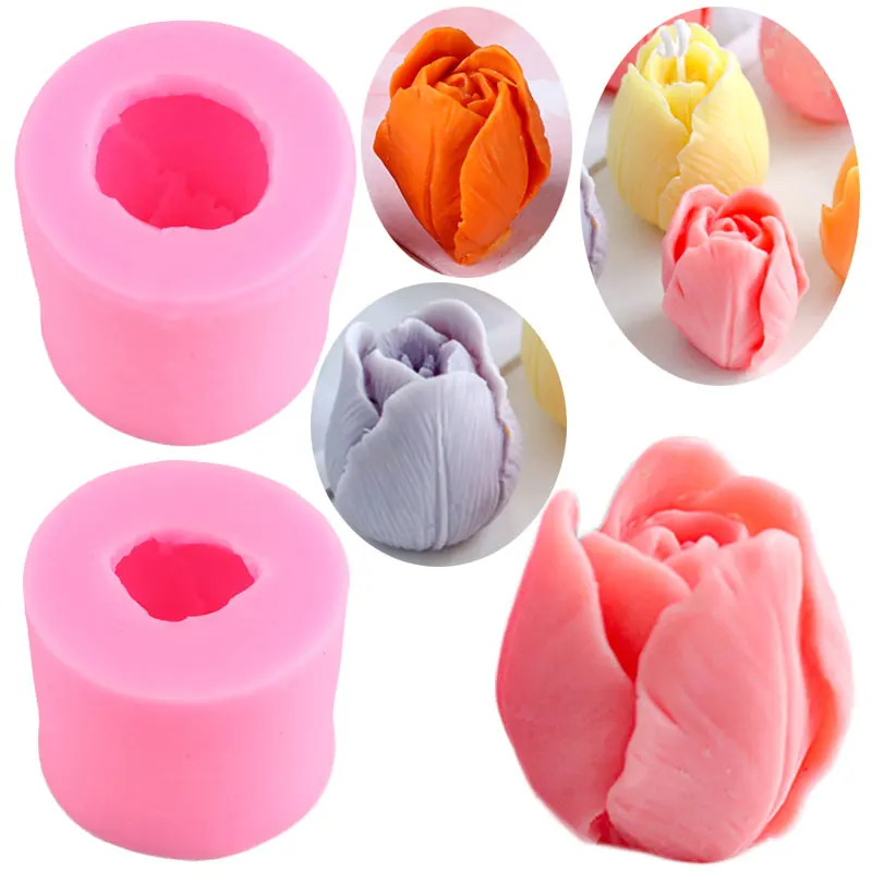 3D tulipány Sviečka Svetina Silikónová forma ručne vyrábané kvetinové mydlo Nástroje Aromaterapia Čokoláda Čokoládové cukrovinky Fondantné náradie