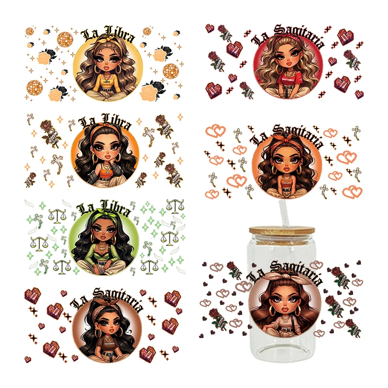 3D UV DTF prevody nálepiek 16oz poháriky zábaly Cartoon Girl Fairy Vytlačené pre DIY sklenené keramická kovová koža atď. D17630
