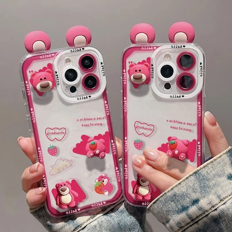 3D uši disky Lotso Nový telefónny puzdro pre Samsung S25 S24 S23 S22 S21 S20 Fe Note20 Note10 Plus Ultra Lite 5G Clear Soft Cover