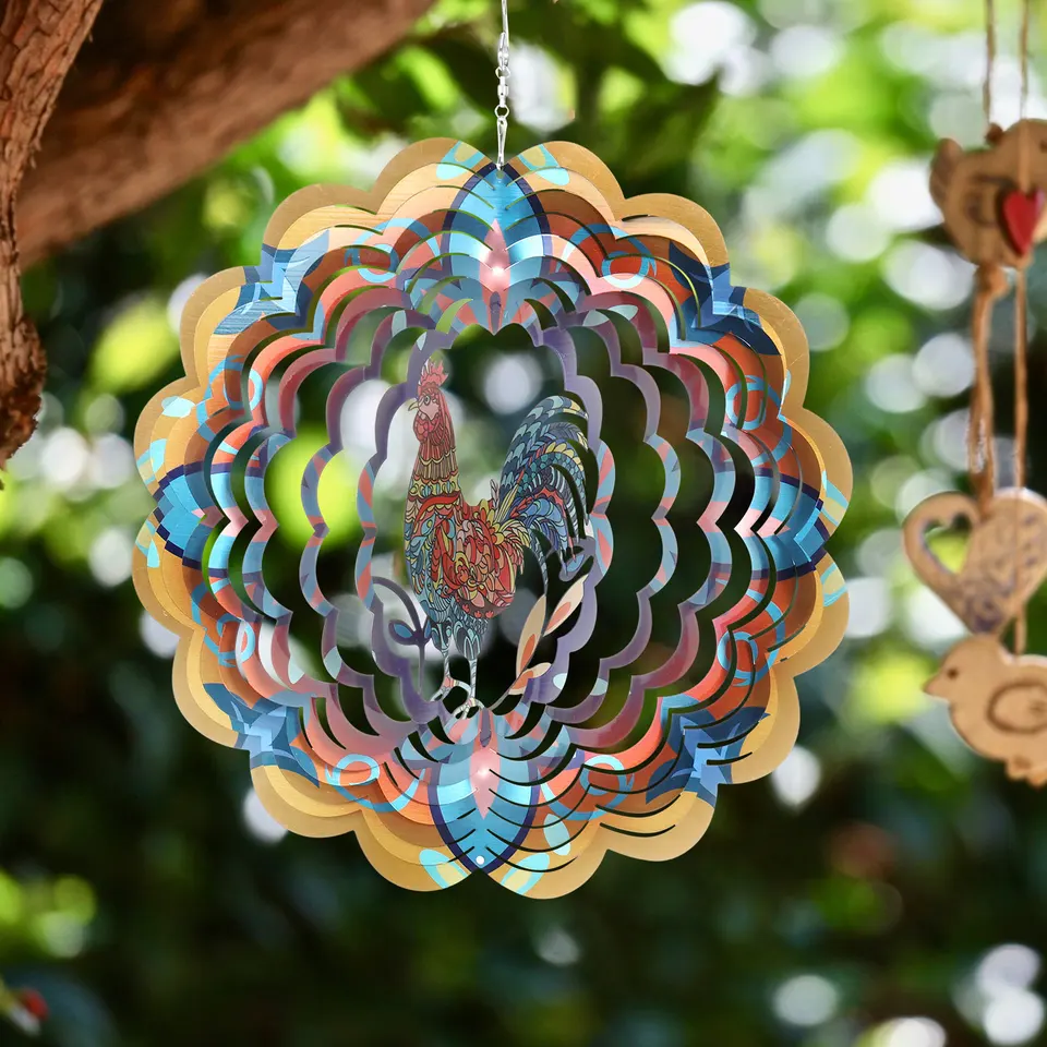 3D veterný spinner Catcher z nehrdzavejúcej ocele Gradient farebný zrkadlo Roating Windchime pre závesný záhradný dvor dekor
