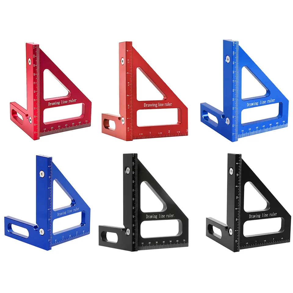 3D viacúčelové pravítko štvorcové protraktorové multifunkčné trojuholníkové pravítko DIY meracie náradie zliatiny hliníka na drevo