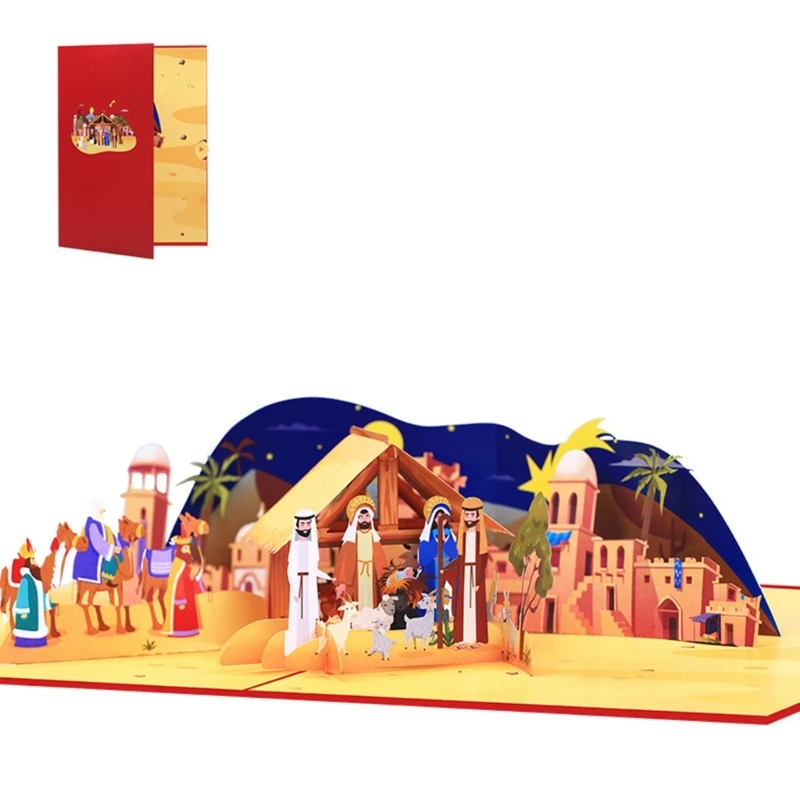 3D vianočné tematické pohľadnice Festival Festival Darčeky pohľadnice Holiday Holiday Scene Card s dodávkami obálok