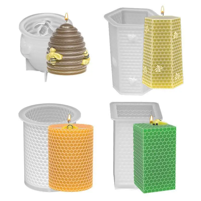 3D voštinová včela Sviečka Sviečka Silikónové formy aromaterapeutická sadra Crystal Epoxid mydlové výrečné živice formy DIY ručne vyrobené sviečky remeslá
