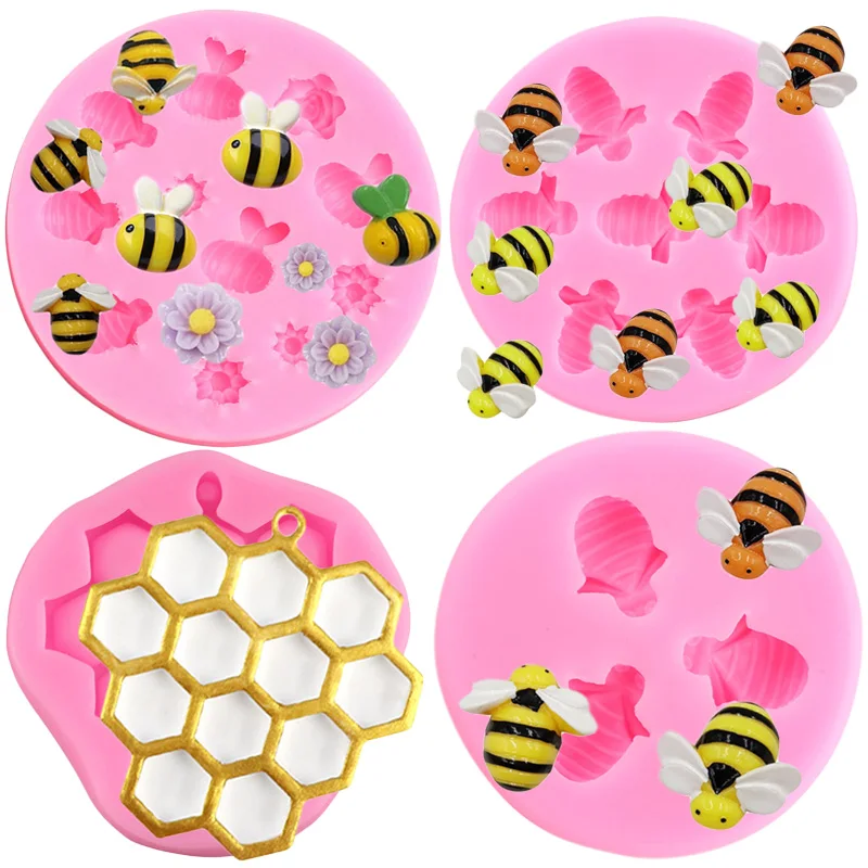 3D voštinové včely silikónové formy Čarúňanie včely fondant formy kvetinový koláč zdobenie náradie pre domácich majstrov