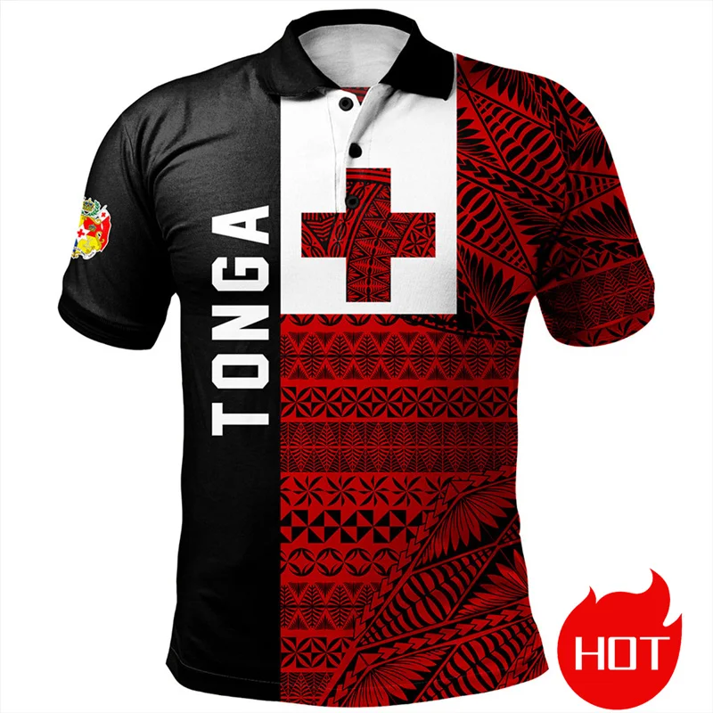 3d vytlačil kráľovstvo Tonga National Flag Polo košeľa Tonga Coat of Arms Grafické polokošele Dám