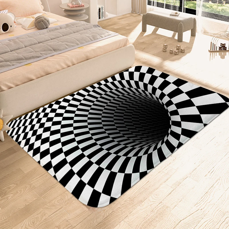 3D vír ilúzia Koberec pre spálňu Geometrický optický dom Interiér Vstupný vchod rohože umývateľná nekĺzavá kuchyňa Livng Room Rug