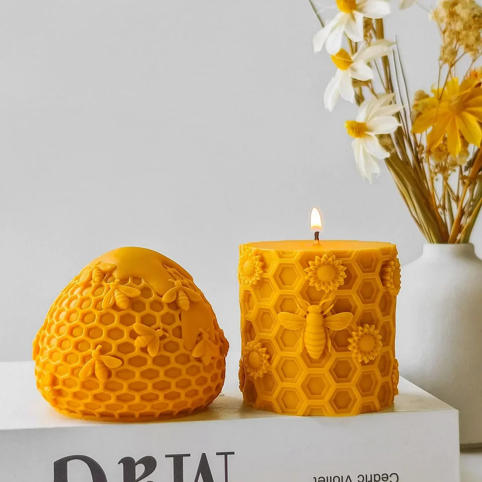 3D včelí silikónová sviečka pleseň pleseň voštík aromaterapeuta s ručne vyrábanými formami mydla.