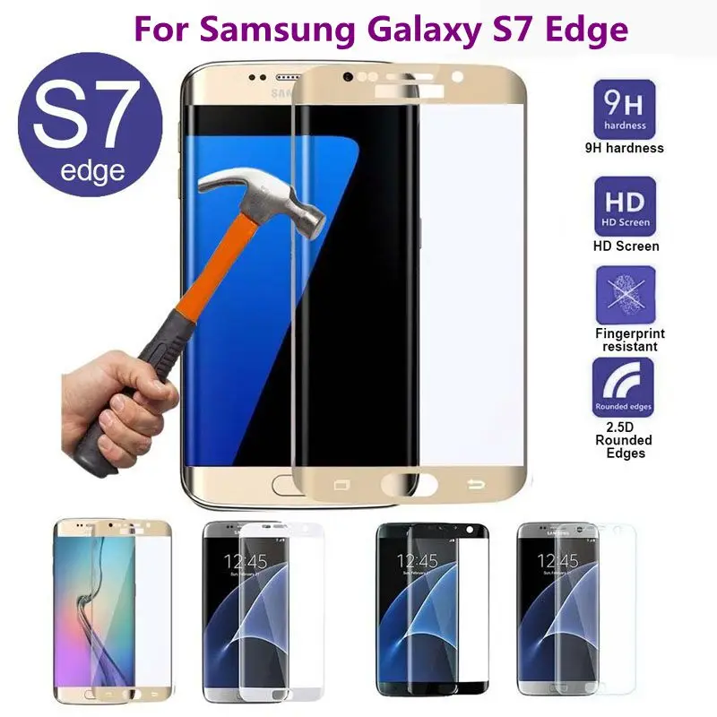 3D zakrivené sklo pre Samsung Galaxy S7 Edge Temperované sklo 3D na celom obrazovke kryt