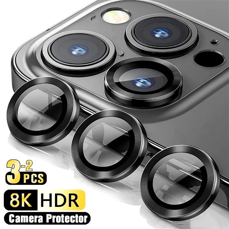3D zakrivené temperované sklenené kovové krúžky Ochrana fotoaparátu pre iPhone 16 Pro Max 15 14 13 16 Plus zadná šošovka Film Protect Cap Cap