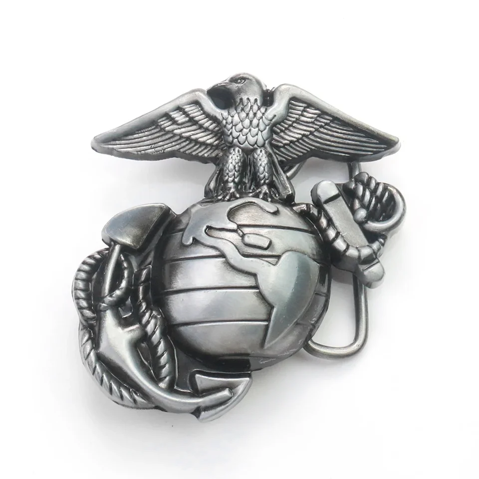 3D Zem svet mapa Eagle Falcon Bird Anchor Logo Logo Kov Zinok zliatina Buckle Geometry Geometry háčik spona kožené remeselné džínsy Part