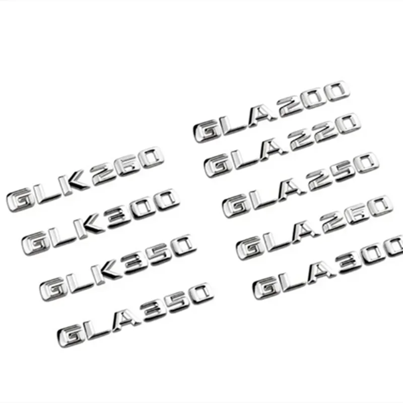 3D čierne písmená vhodné pre Mercedes Benz Car Trunk Gla GLK 320 350 200 220 250 280 300 Logo Empl.