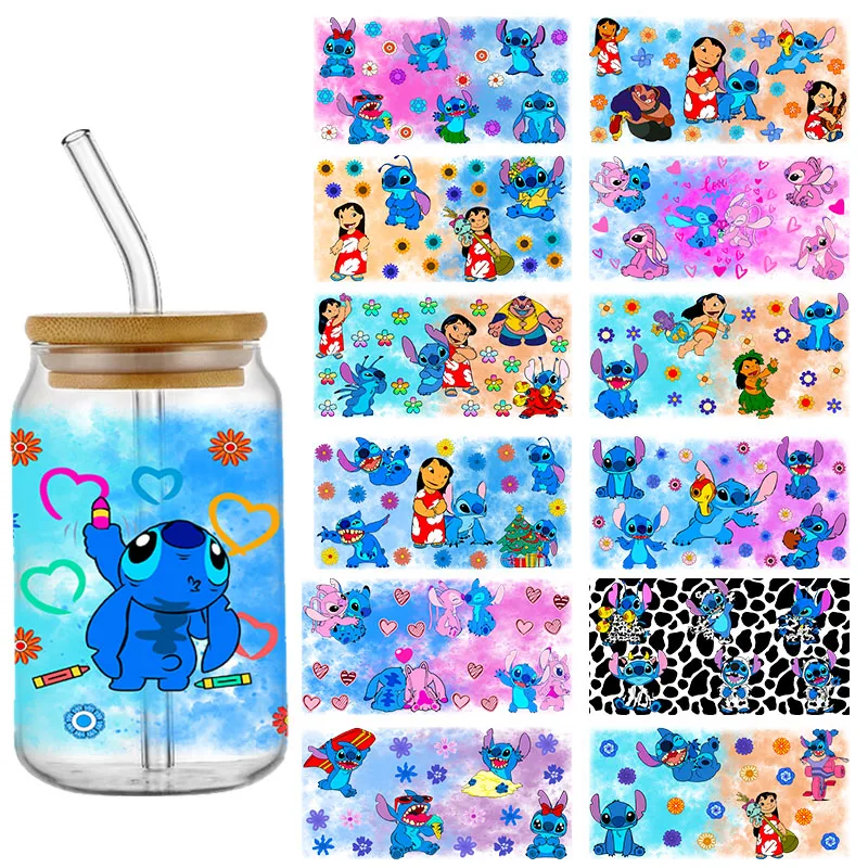 3dpersonalizujte roztomilý Disney steh lilo uv dtf nálepka pre 16oz sklenené obalové prenos nálepky na prenos trvalých nepremokavých osôb