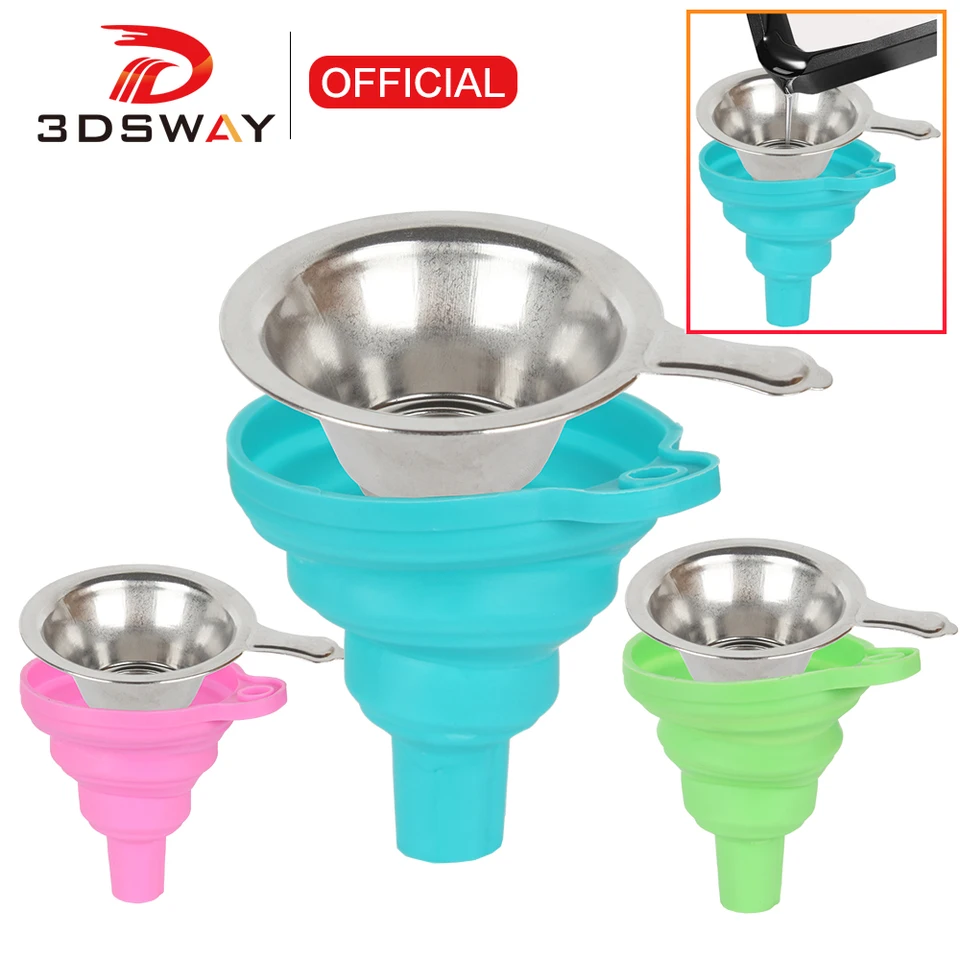 3DSway 3D Tlačiareň Nový kovový UV živicový filter pohár+Silikónový lievik TOWEEZERS SIT SIT pre SLA/LCD/DLP