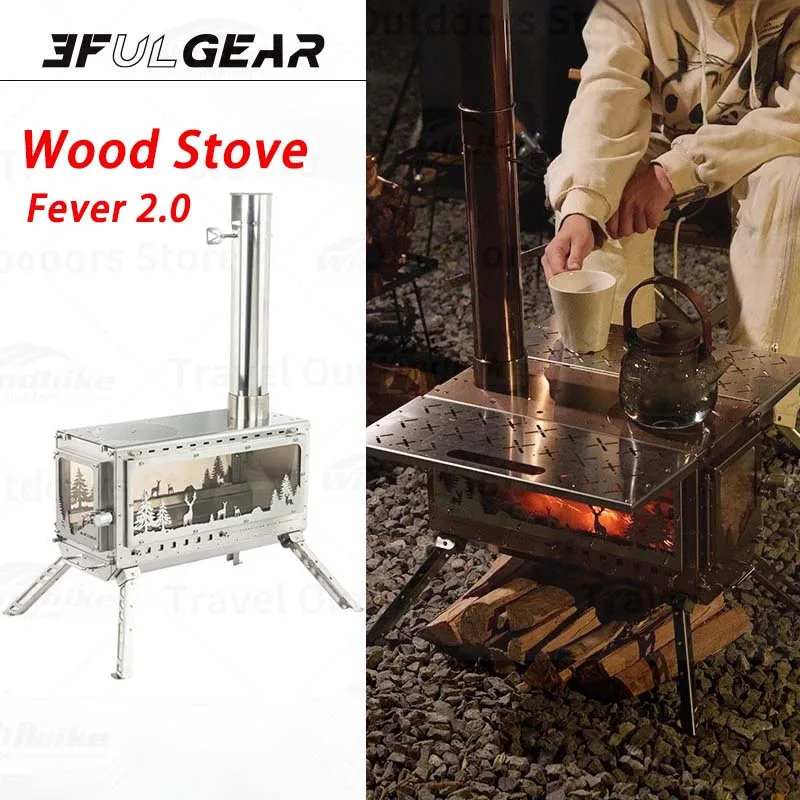 3f ul Gear New Fever 2,0 Drevené sporáky Vonkajší multifunkčný stanový sporák 304 Nerezová oceľ Domáce vnútorné zimné vykurovacie kachle
