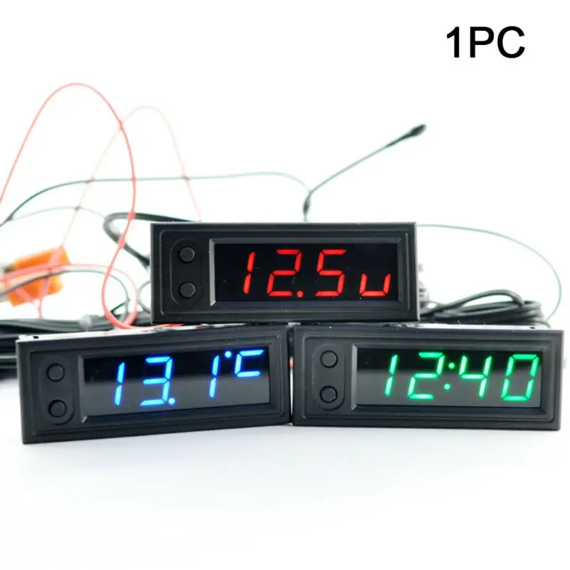 3in1 automobilový teplomer voltmeter hodinky LED digitálny voltmeter panelového merača 12V elektromobilového motocykla Vnútorné časti motocyklového motocykla