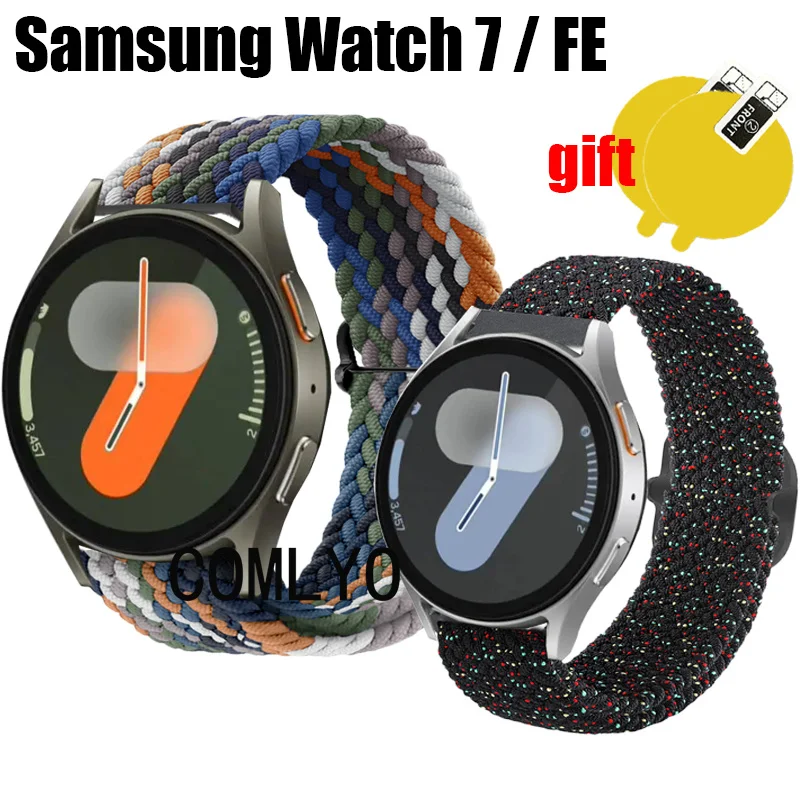 3in1 pre Samsung Galaxy Watch 7 Fe Strap Smartwatch Band Nylon Belt nastaviteľný mäkký náramok ženským mužom chránič obrazovky