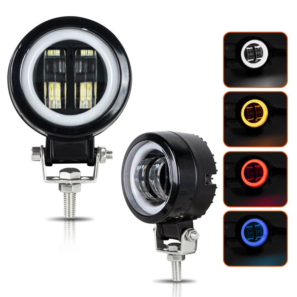 3inch svetlometov lúča 12V 24 V LED pracovné lanky Svetelné bltové miesto jazdia LED svetlomety pracovné lampa hmla hmlové struky Drl Red Halo Offroad 4WD ATV SUV