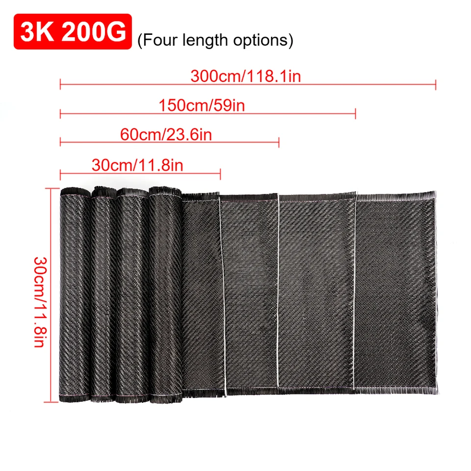 3K 200 GSM 0,2 mm 30/60/16/150/300 cm hrúbka Hrúbka uhlíkových vlákien Planá uhlíková tkanina pre komerčné športové vybavenie