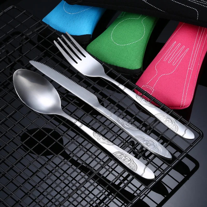 3ks/7ks set piknikový riad set cutter cutlery súpravy prenosné puzdro na večeru pre večeru