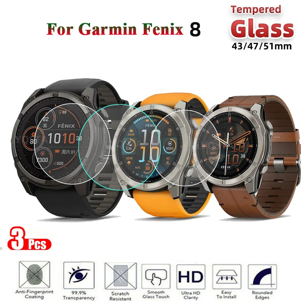 3ks 9h Premium Temperované sklo pre garmin fenix 8 43 mm 47 mm 51 mm 7 7x 7s 6s 6x 6Pro Smartwatch Screen Screen Film Actlectory