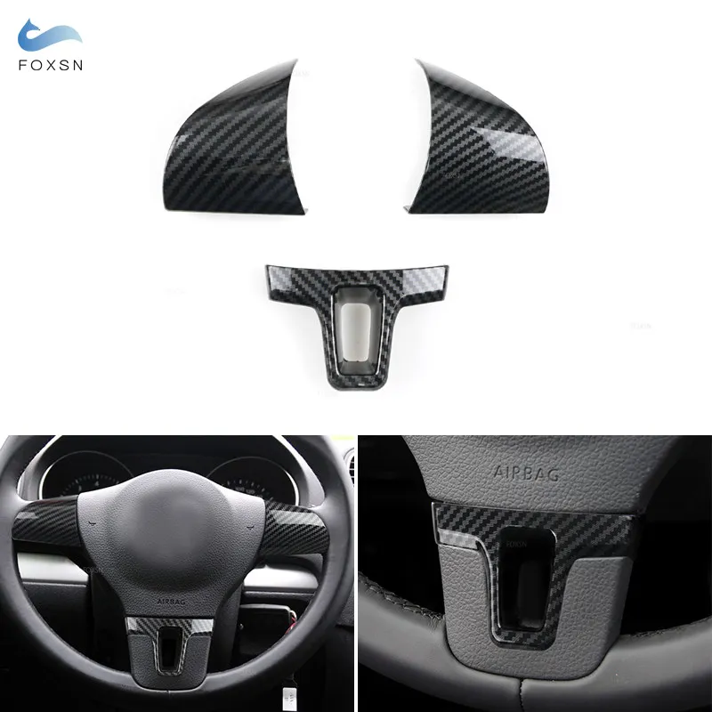 3KS AUB ABS uhlíkové vlákno textúra textúra volantu Panel Panel Tink pre VW Golf 6 MK6 Passat B7 Jetta Sharan Eos CC Caddy Touran