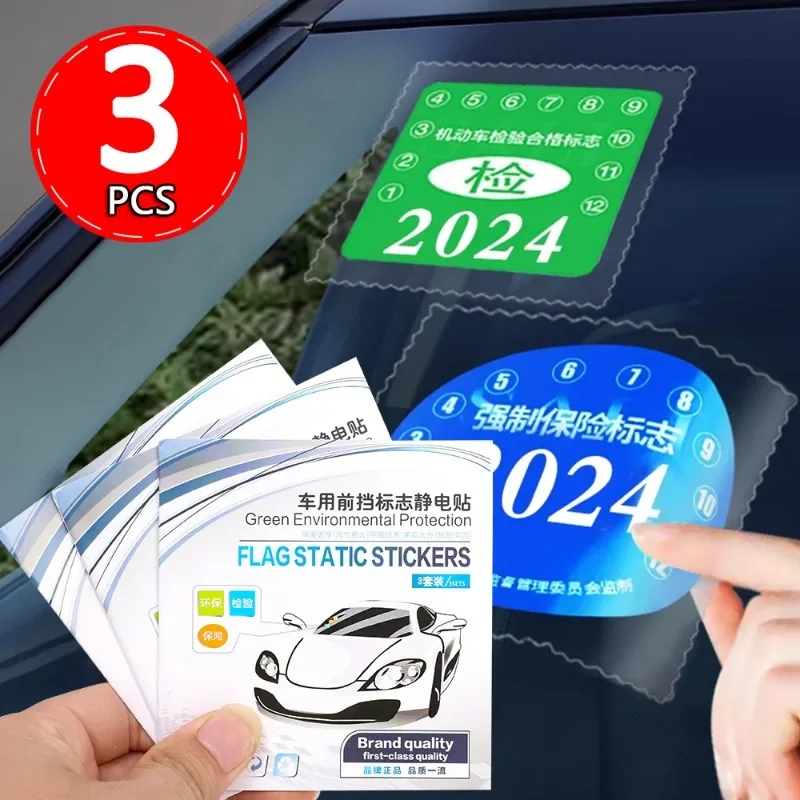 3ks automobil Ročné inšpekčné nálepky na čelné sklo Elektrostatická nálepka automobil Styling Interiérové ​​nálepky na nálepku na nálepku