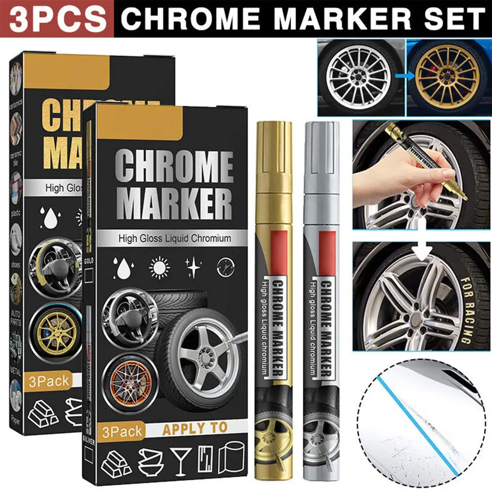 3KS Chrome Marker Pen Trvalý marker pre automobilové motorové pneumatiky pneumatí