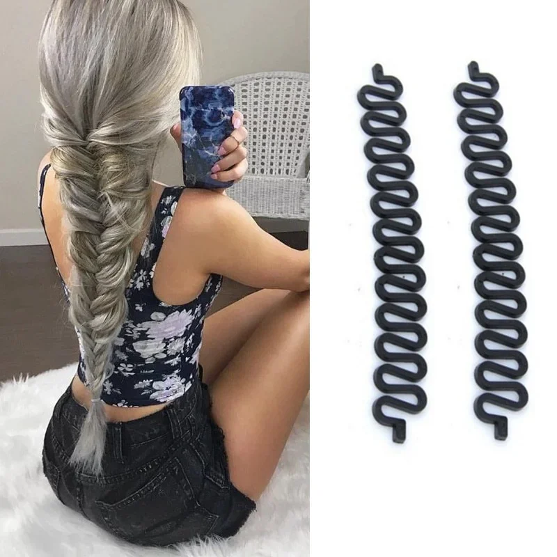3ks Dámsky držiak na vlasy držiak na vlasy klipová vlna Braiding Weave Braider Roller Twist Styling DIY Príslušenstvo